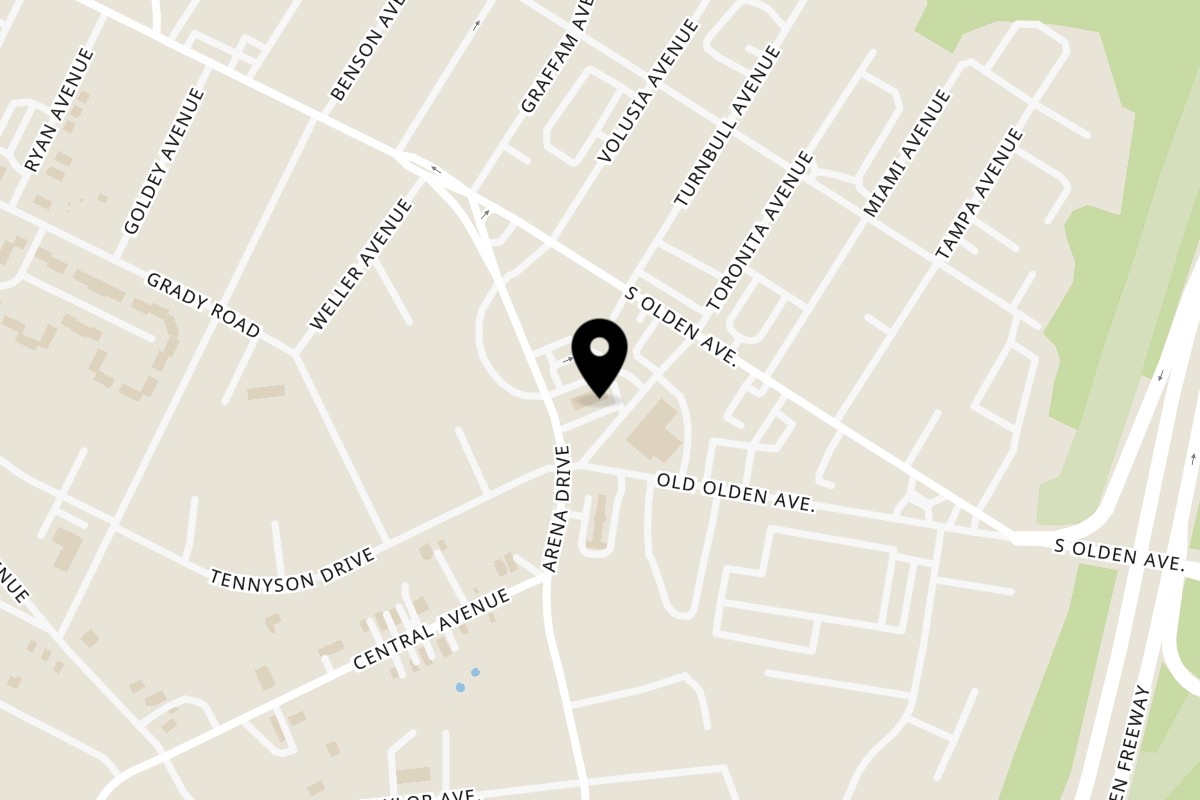 Map showing the location of Divine Pizza on 634 Arena Dr #104 in Trenton